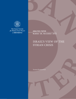 ISRAEL`S VIEW OF THE SYRIAN CRISIS