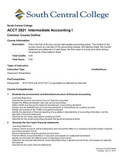 ACCT 2821 Intermediate Accounting I
