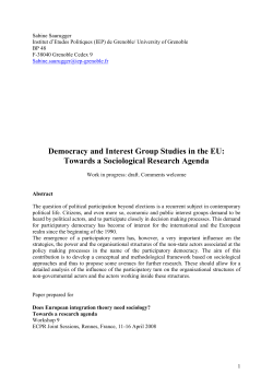 Democracy and Interest Group Studies in the EU: Towards a