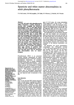 Spasticity and white matter abnormalities in adult phenylketonuria