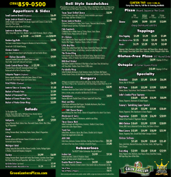 Printable Menu - Green Lantern Pizzeria