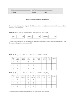 General Chemistry II Worksheets