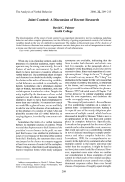 Joint Control: A Discussion of Recent Research