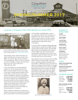 SPRING/SUMMER 2017 - Coquitlam Heritage Society
