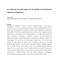 On well-being and public policy: Are we capable of questioning the