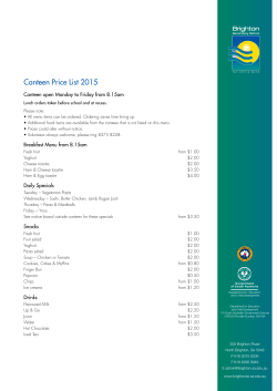 Canteen Price List 2015 - Brighton Secondary School