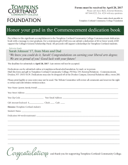2017 Dedications Parent Form - Tompkins Cortland Community
