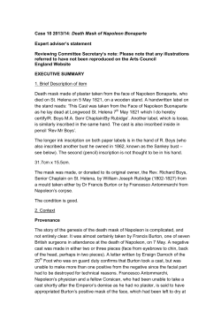 Death Mask of Napoleon Bonaparte Expert adviser`s statement