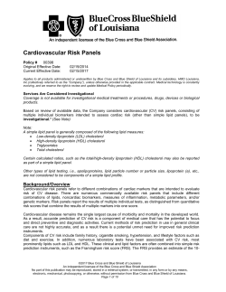 Cardiovascular Risk Panels - Blue Cross and Blue Shield of Louisiana