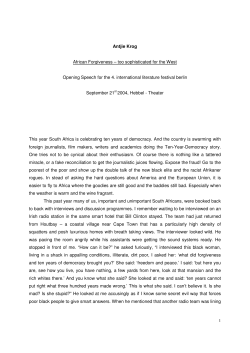 Antjie Krog African Forgiveness &ndash; too sophisticated for the West