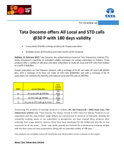 Tata Docomo offers All Local and STD calls @30 P with 180 days