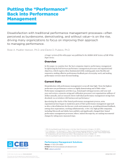 Putting the &ldquo;Performance&rdquo; Back into Performance Management
