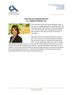 ROTH IRA AS A GRADUATION GIFT By: ANDREA
