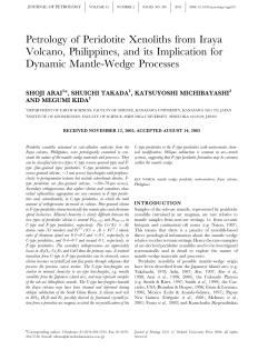 Petrology of Peridotite Xenoliths from Iraya