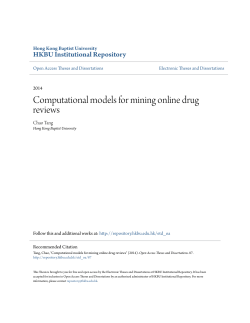 Computational models for mining online drug reviews