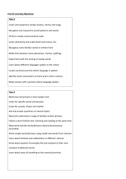 French Learning Objectives Year 3 Listen and respond to simple