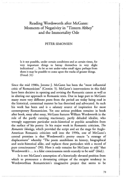 Reading Wordsworth after McGann: Moments of Negativity in