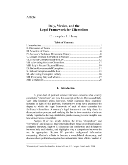 Article Italy, Mexico, and the Legal Framework for Clientelism