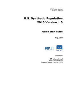 2010 U.S. Synthetic Population Ver. 1 QuickStart guide