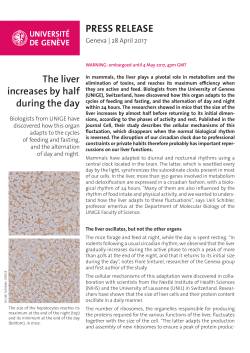 Press release - Section de Biologie