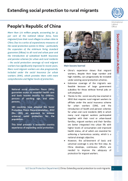 Extending social protection to rural migrants People`s Republic of