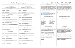 Announcements &ndash; March 4-5, 2017 - St. Paul Lutheran Church and