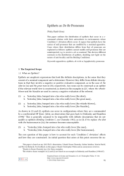 Epithets as `De Re` Pronouns - CSSP