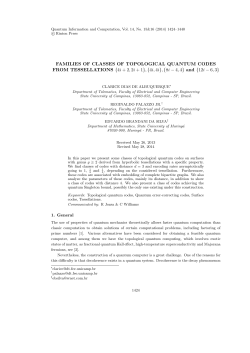 FAMILIES OF CLASSES OF TOPOLOGICAL