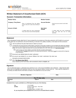 ACH Dispute Form - NuVision Federal Credit Union
