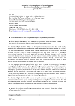 Australian Indigenous People`s Caucus Response Questionnaire on