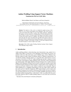 Author Profiling Using Support Vector Machines