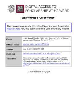John Winthrop`s "City of Women" - Digital Access to Scholarship at