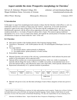 Aspect outside the stem: Prospective morphology in Cherokee. 2014