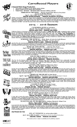 Nov 14, 2015 (4 weeks) A Comedy Nov 27