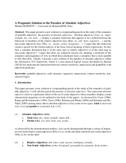 A Pragmatic Solution to the Paradox of Absolute Adjectives