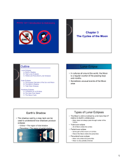The Cycles of the Moon Chapter 3 Outline Lunar Eclipse Earth`s