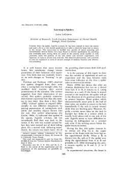 Learning in Spiders Division of Research, North Carolina