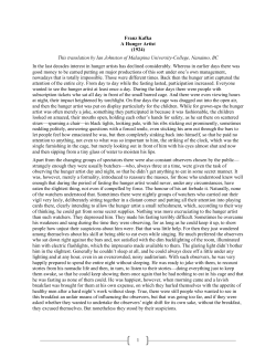 A Hunger Artist&ndash;Franz Kafka