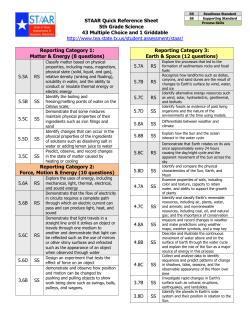 STAAR Quick Reference Sheet 5th Grade Science 43 Multiple Choice