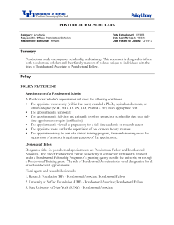 postdoctoral scholars - UB Policy Library