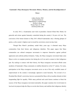 Guatemala`s Maya Resurgence Movement: History, Memory, and