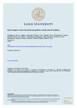 Past Changes in Arctic Terrestrial Ecosystems, Climate and UV