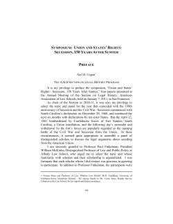 SYMPOSIUM: UNION AND STATES` RIGHTS: SECESSION, 150 Y