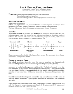 lab 9. esters, fats, and soap