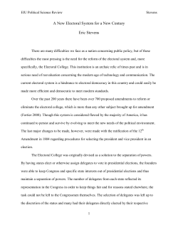 A New Electoral System for a New Century Eric Stevens