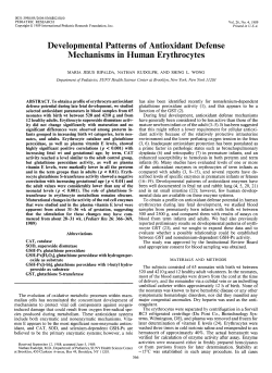 Developmental Patterns of Antioxidant Defense