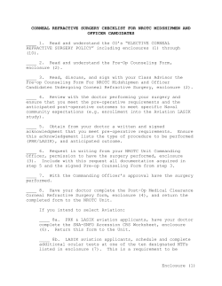 CORNEAL REFRACTIVE SURGERY CHECKLIST FOR NROTC