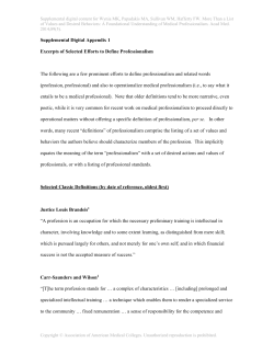 People use the word &ldquo;professionalism&rdquo; and related words (such as
