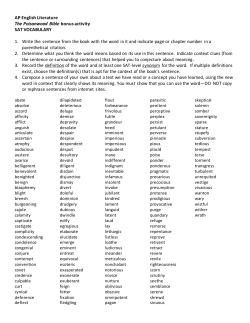 AP English Literature The Poisonwood Bible bonus activity SAT