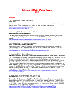 Calendar of Major Policy Events 2016
